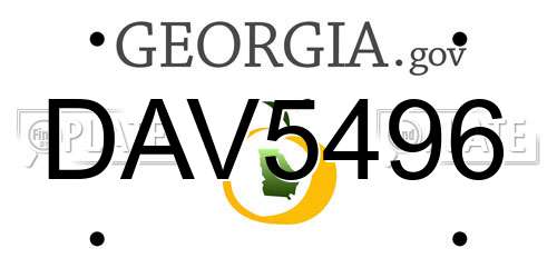 DAV5496 Georgia License Plate