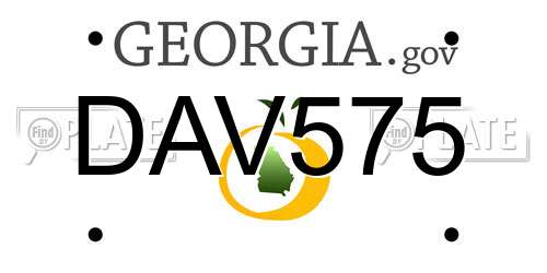 DAV575 Georgia License Plate