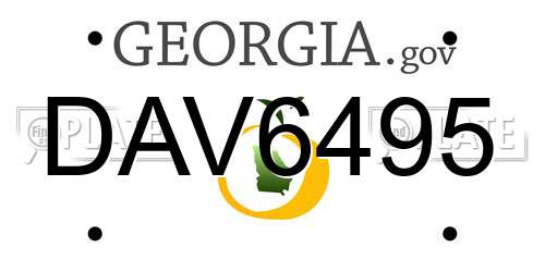 DAV6495 Georgia License Plate
