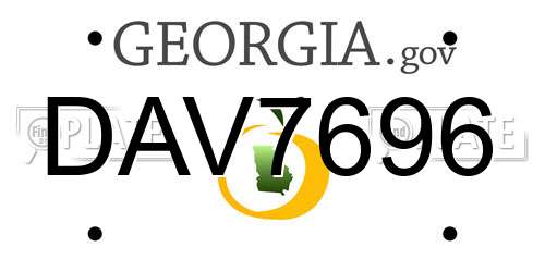 DAV7696 Georgia License Plate
