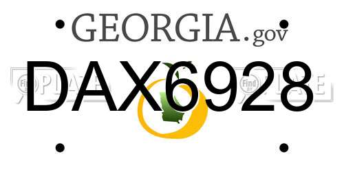 DAX6928 Georgia License Plate