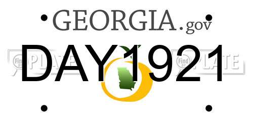 DAY1921 Georgia License Plate