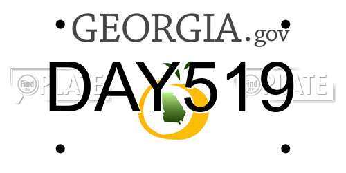 DAY519 Georgia License Plate