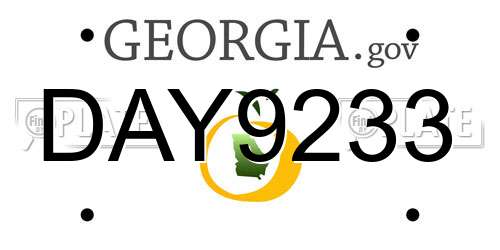DAY9233 Georgia License Plate