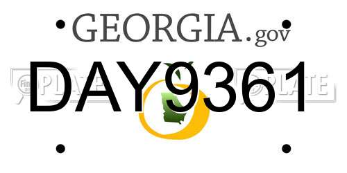 DAY9361 Georgia License Plate