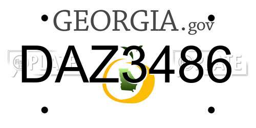 DAZ3486 Georgia License Plate