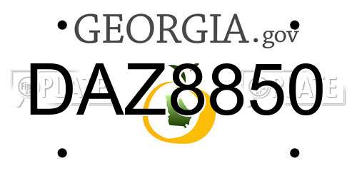 DAZ8850 Georgia License Plate