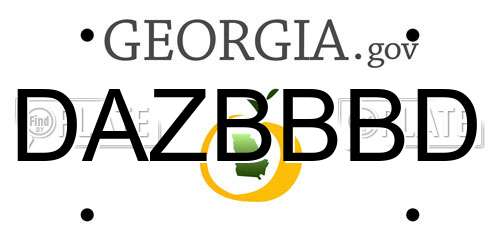 DAZBBBD Georgia License Plate