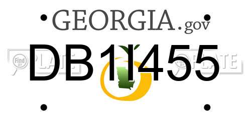 DB1I455 Georgia License Plate