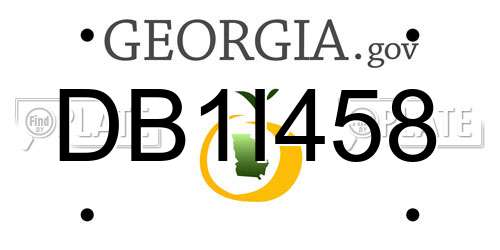 DB1I458 Georgia License Plate