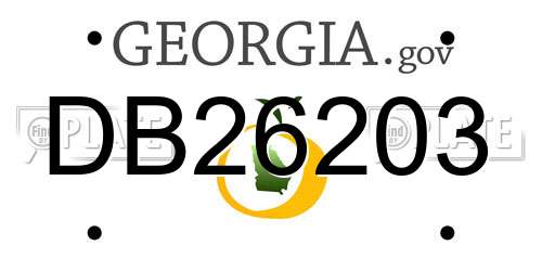 DB26203 Georgia License Plate