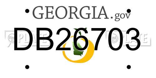 DB26703 Georgia License Plate