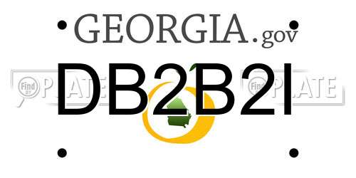 DB2B2I Georgia License Plate