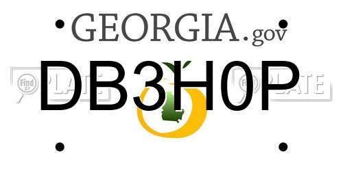 DB3H0P Georgia License Plate
