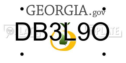 DB3L9O Georgia License Plate