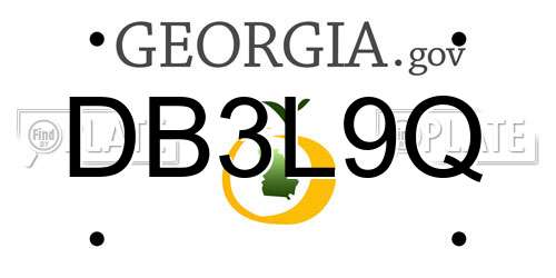 DB3L9Q Georgia License Plate