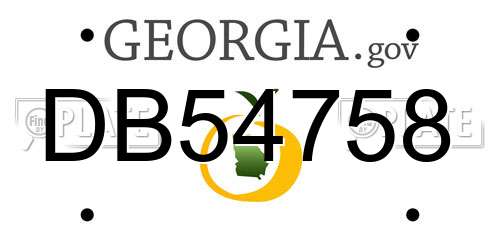 DB54758 Georgia License Plate