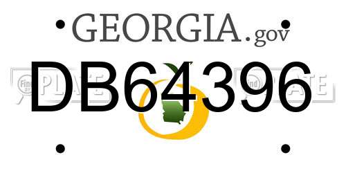 DB64396 Georgia License Plate