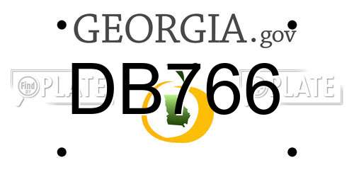 DB766 Georgia License Plate