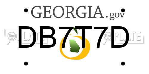 DB7T7D Georgia License Plate