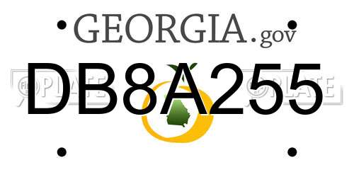 DB8A255 Georgia License Plate
