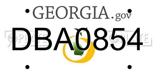 DBA0854 Georgia License Plate