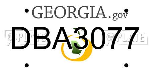 DBA3077 Georgia License Plate