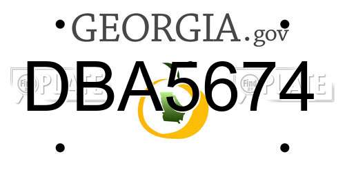 DBA5674 Georgia License Plate