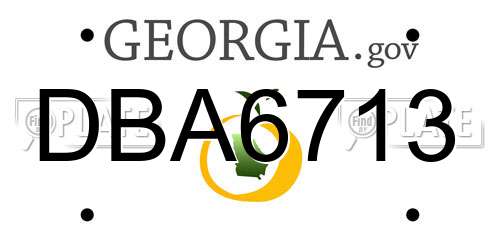 DBA6713 Georgia License Plate