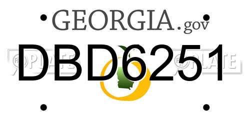 DBD6251 Georgia License Plate