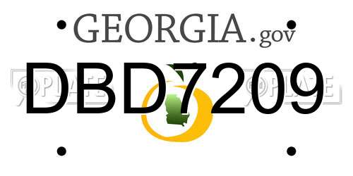 DBD7209 Georgia License Plate