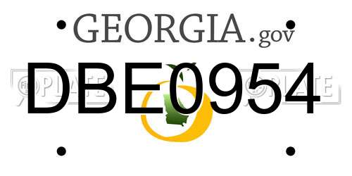 DBE0954 Georgia License Plate