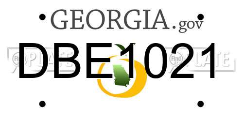 DBE1021 Georgia License Plate