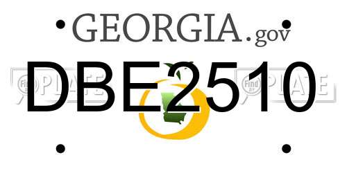 DBE2510 Georgia License Plate