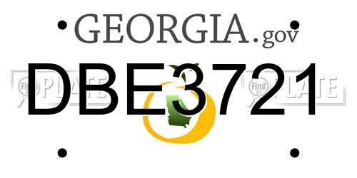 DBE3721 Georgia License Plate