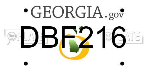 DBF216 Georgia License Plate