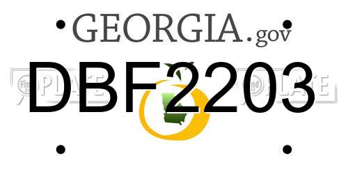 DBF2203 Georgia License Plate