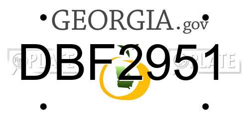 DBF2951 Georgia License Plate