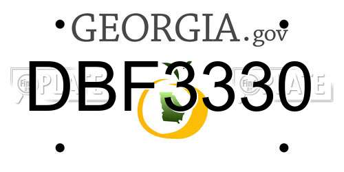DBF3330 Georgia License Plate