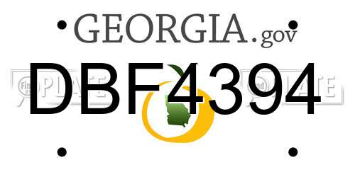 DBF4394 Georgia License Plate