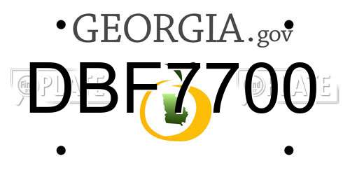 DBF7700 Georgia License Plate