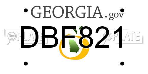 DBF821 Georgia License Plate