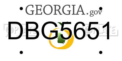DBG5651 Georgia License Plate