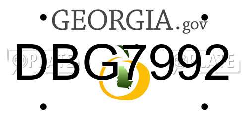 DBG7992 Georgia License Plate