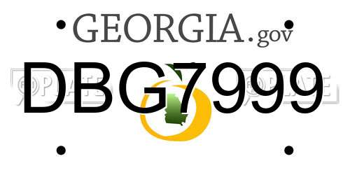 DBG7999 Georgia License Plate