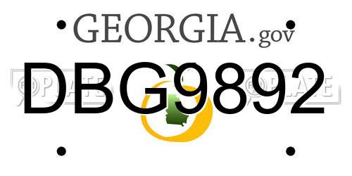DBG9892 Georgia License Plate