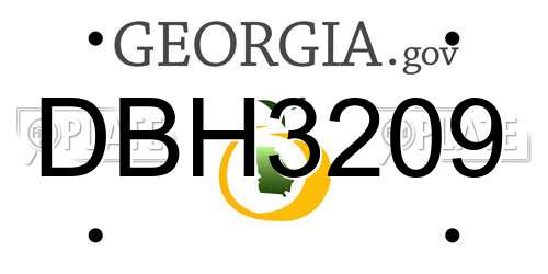 DBH3209 Georgia License Plate