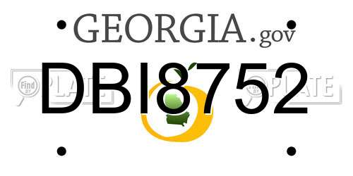 DBI8752 Georgia License Plate