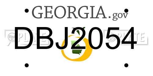 DBJ2054 Georgia License Plate