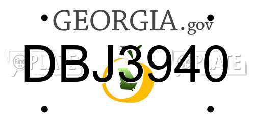 DBJ3940 Georgia License Plate